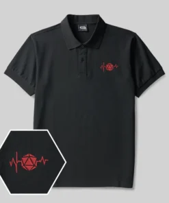 Alternative view of D20 Heartbeat Geek Embroidered Polo Shirts