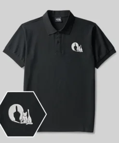 Look the Cat Geek Embroidered Polo Shirts