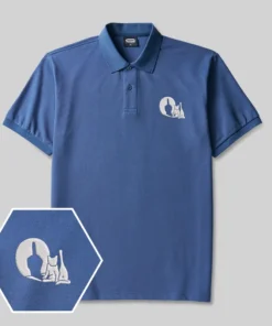 Alternative view of Look the Cat Geek Embroidered Polo Shirts