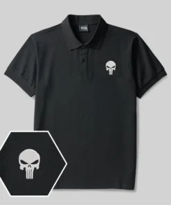 Skull of Justice Geek Embroidered Polo Shirts