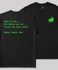 Green Code Front and Back Printed Geek T-Shirt