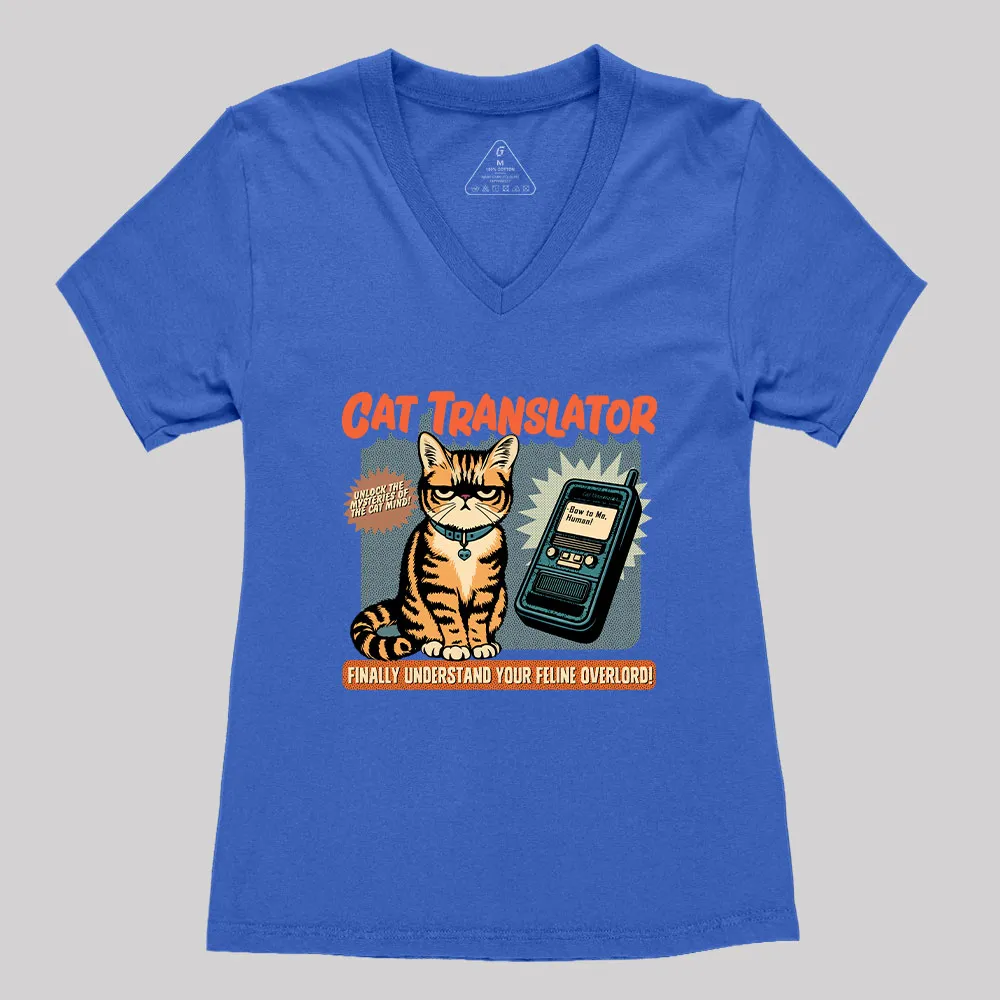 Cat Translator Geek Women's V-Neck T-shirt - Image 3