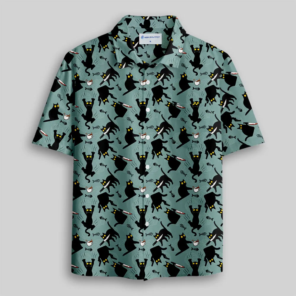 Naughty Kitten Button Up Pocket Shirt