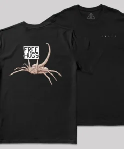 Free Hugs Alien Front and Back Printed T-Shirt