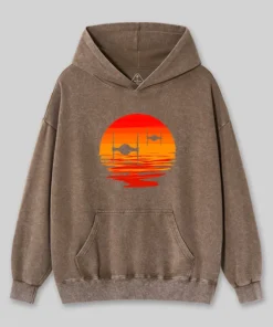 Alternative view of Sunset Wing Starfighter Washed Hoodie