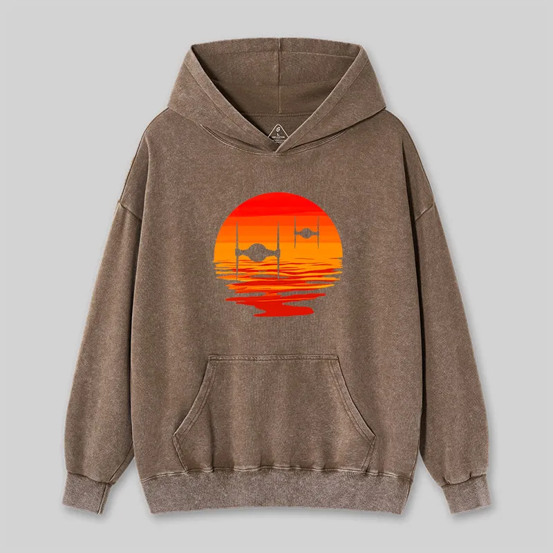 Sunset Wing Starfighter Washed Hoodie - Image 2