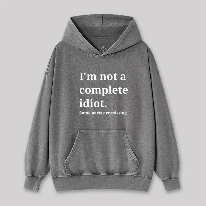 Funny Idiot Washed Hoodie - Image 2