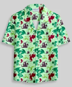 Alternative view of Scifi Dragons Pistachio Green Button Up Pocket Shirt
