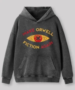 Alternative view of Make Orwell fiction again Washed Hoodie