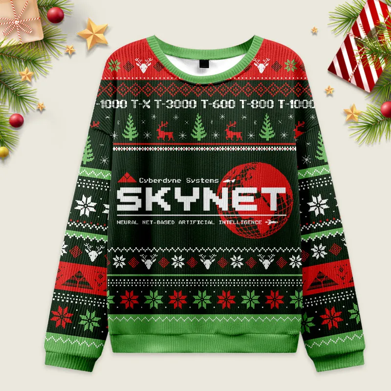 Skynet Ugly Christmas Fuzzy Fleece Sweatshirt