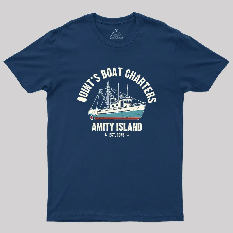 Quint's Boat Charters Geek T-Shirt - Image 2