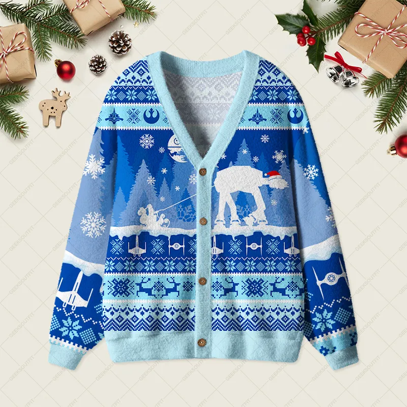 AT Snow Walker Christmas Geek Ugly Cardigan Sweaters