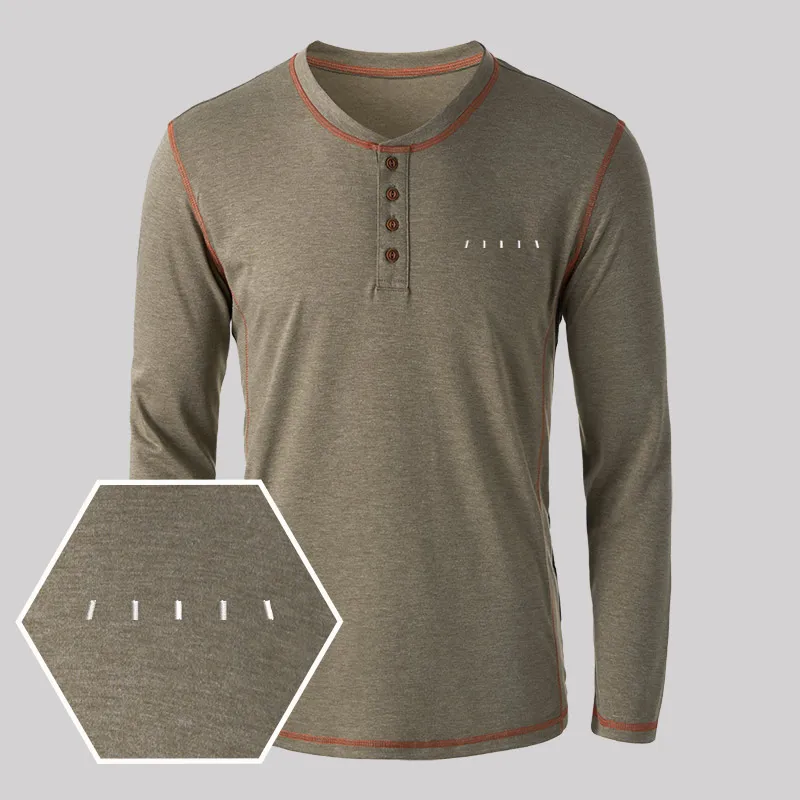 Alien Geek Embroidered Long Sleeve Henley Shirts - Image 6