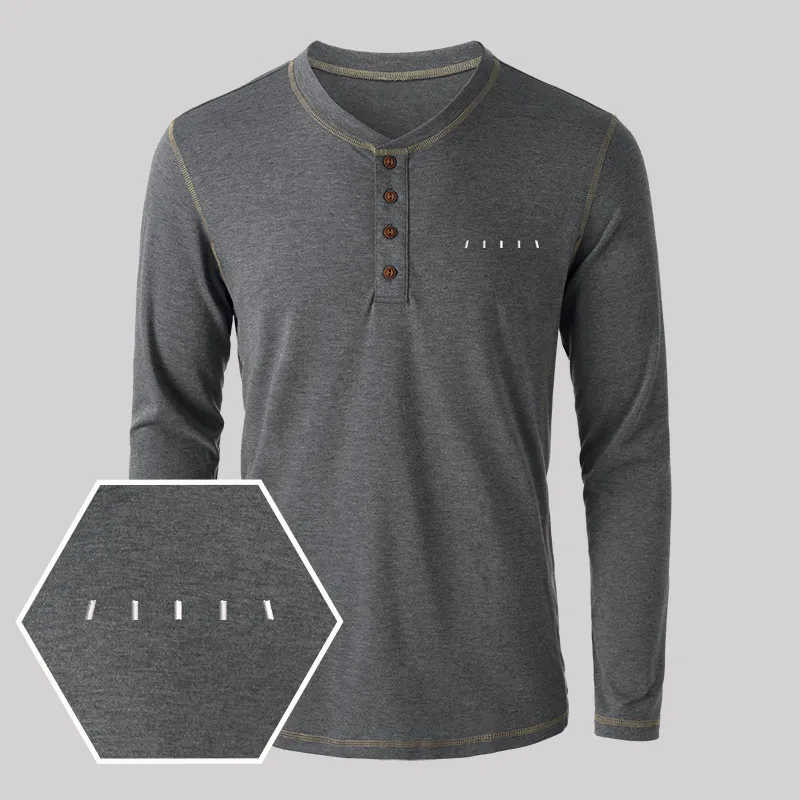 Alien Geek Embroidered Long Sleeve Henley Shirts - Image 3