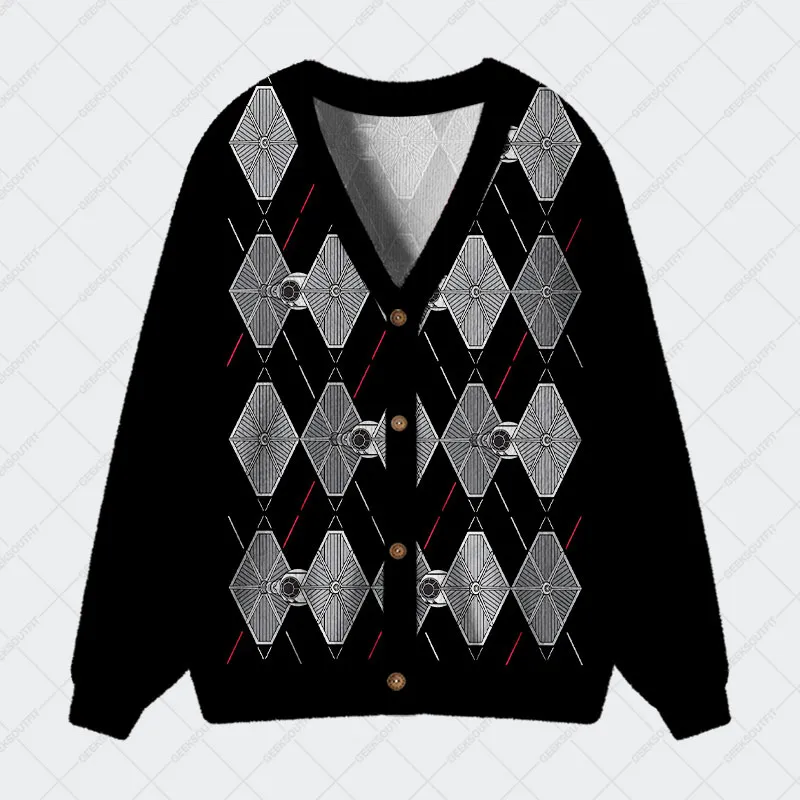 Tie Spaceship Geek Ugly Cardigan Sweaters