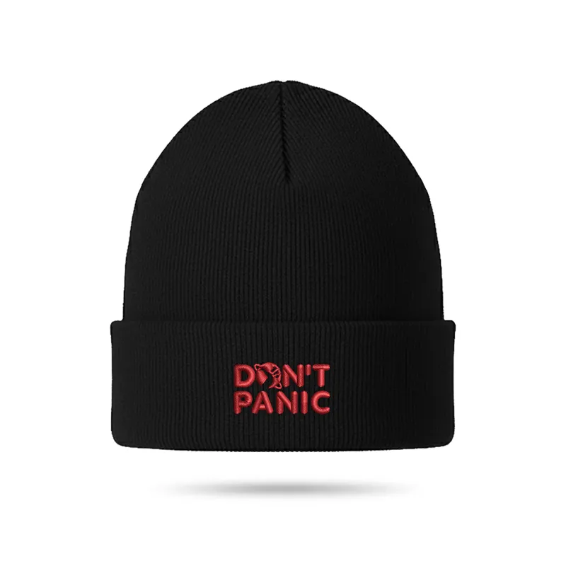Don't Panic Geek Embroidered Beanie