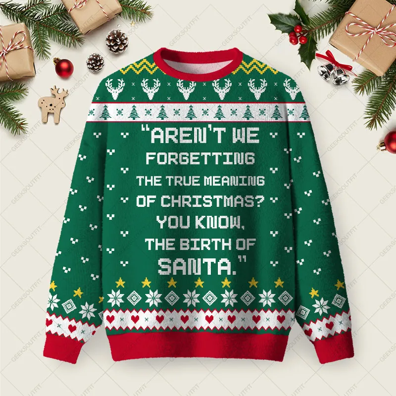 The Birth Of Santa Ugly Christmas Fuzzy Fleece Sweatshirt