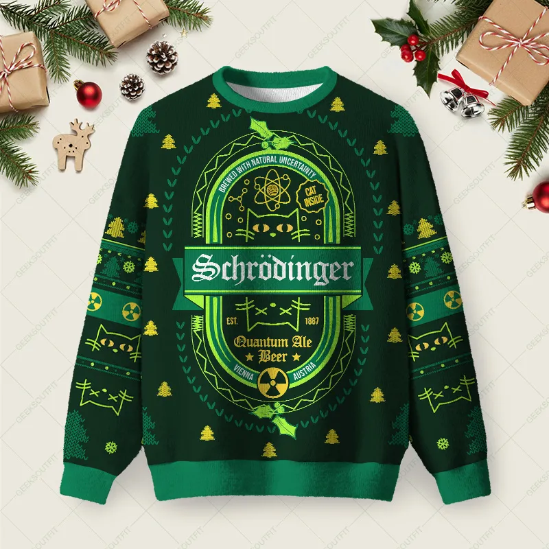 Quantum Holiday Cheer Ugly Christmas Fuzzy Fleece Sweatshirt