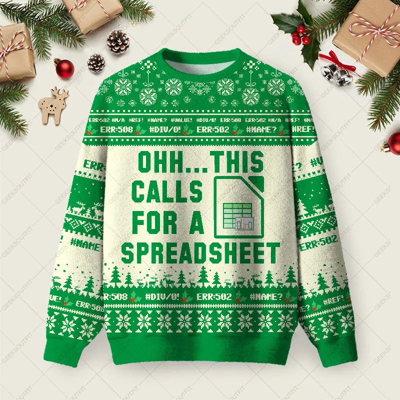 OHH...THIS CALLS FOR A SPREADSHEET Ugly Christmas Fuzzy Fleece Sweatshirt