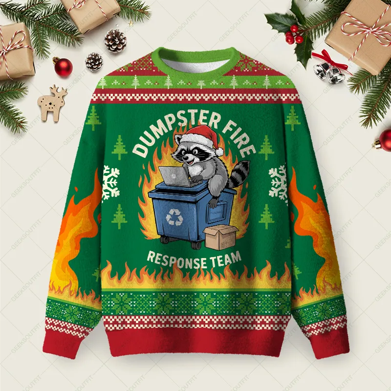 Trash Panda Ugly Christmas Fuzzy Fleece Sweatshirt