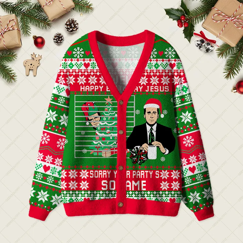 Happy Birthday Jesus Geek Ugly Cardigan Sweaters