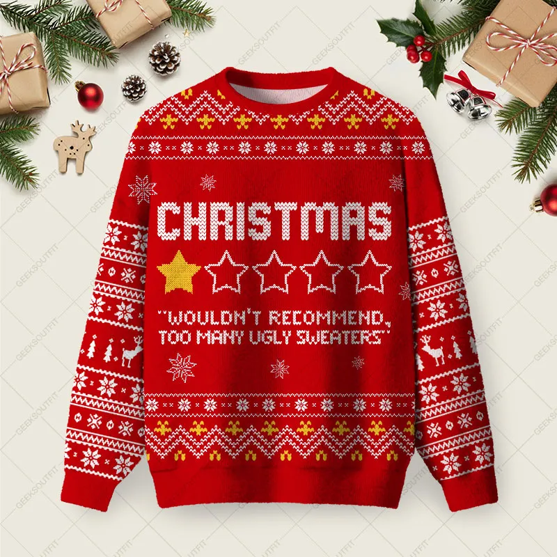Christmas Review Ugly Christmas Fuzzy Fleece Sweatshirt
