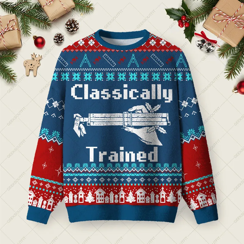 Classically Trained Ugly Christmas Fuzzy Fleece Sweatshirt