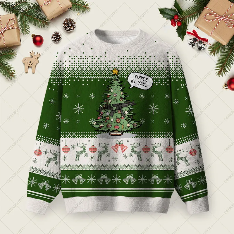 Spruce Willis Ugly Christmas Fuzzy Fleece Sweatshirt