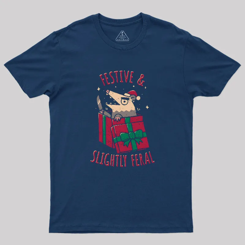 Festive & Slightly Feral Geek T-Shirt - Image 2