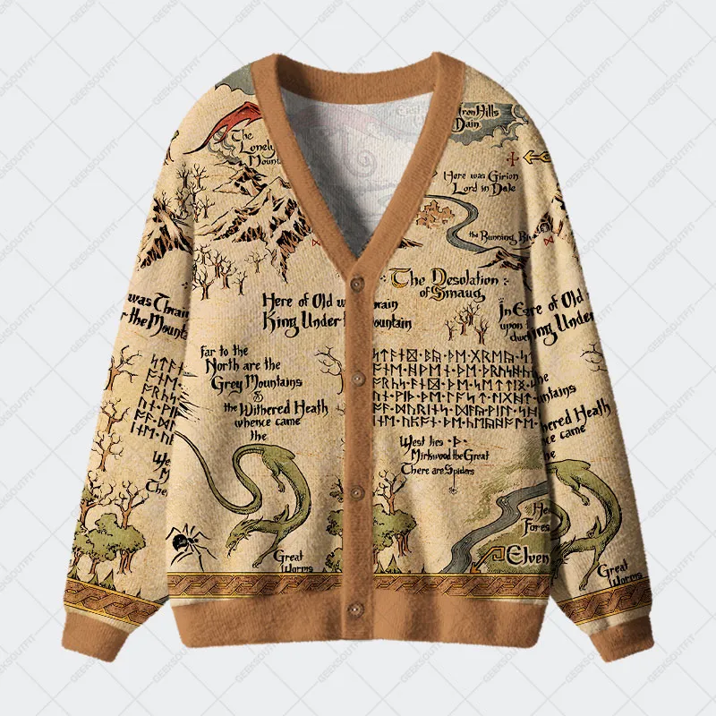 Medieval Science Fiction Map Geek Ugly Cardigan Sweaters