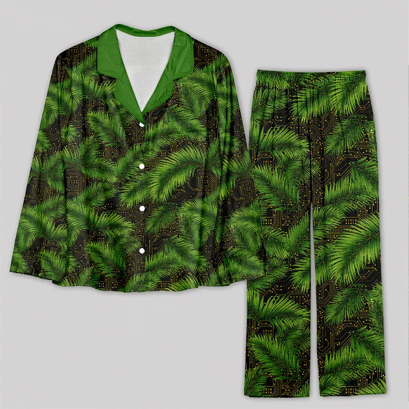 Palm Leaf Circuit Board Geek Pajama Sets