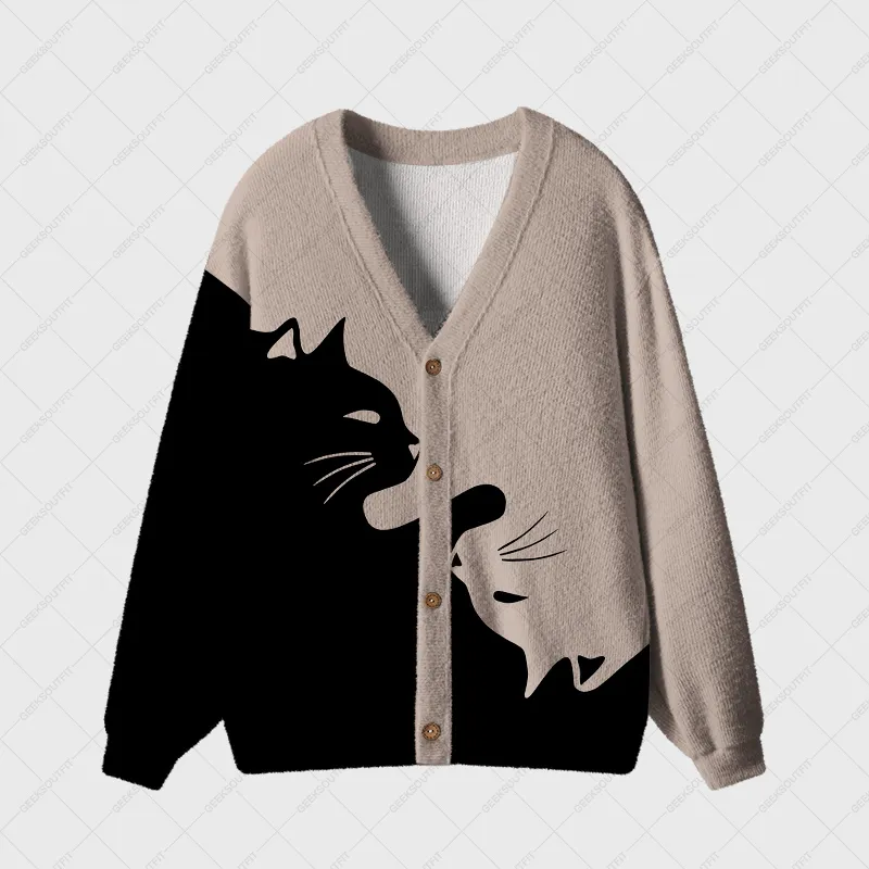 Cats Rule Geek Ugly Cardigan Sweaters