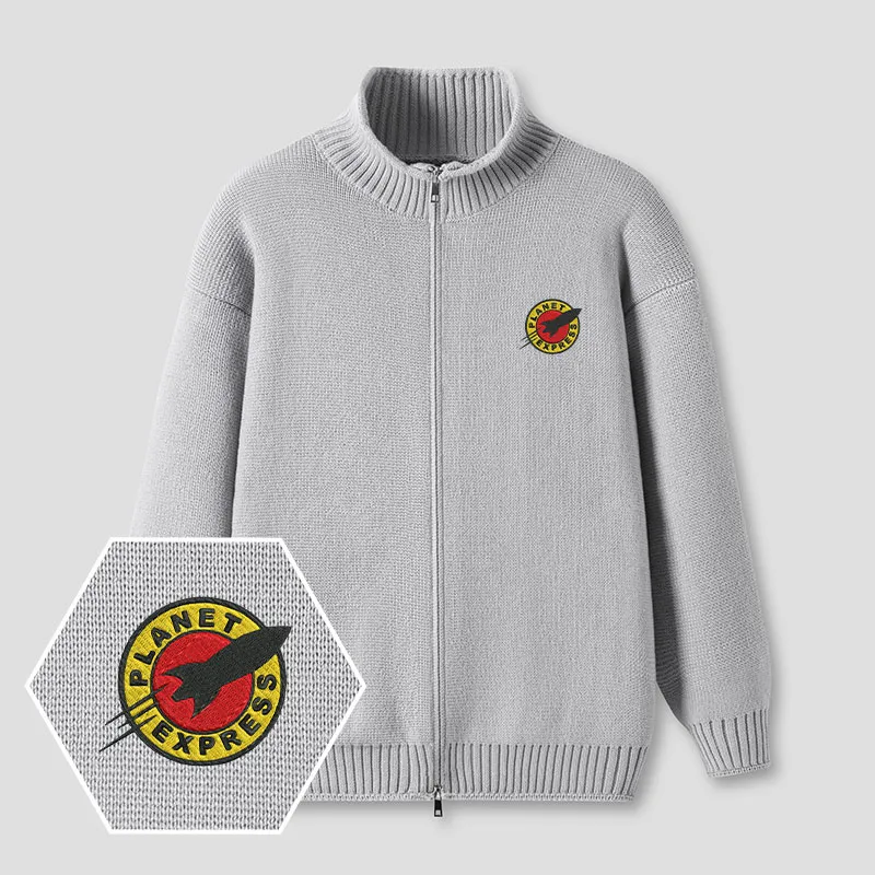 Planet Express Embroidered Full‑Zip Cardigan - Image 2
