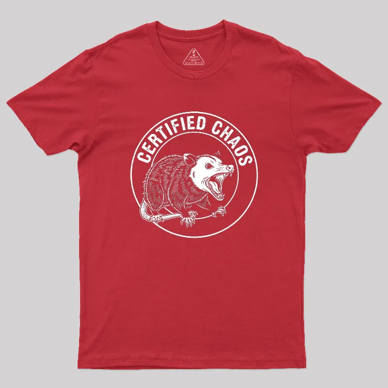 Certified Chaos Possum Emblem Geek T-Shirt - Image 4