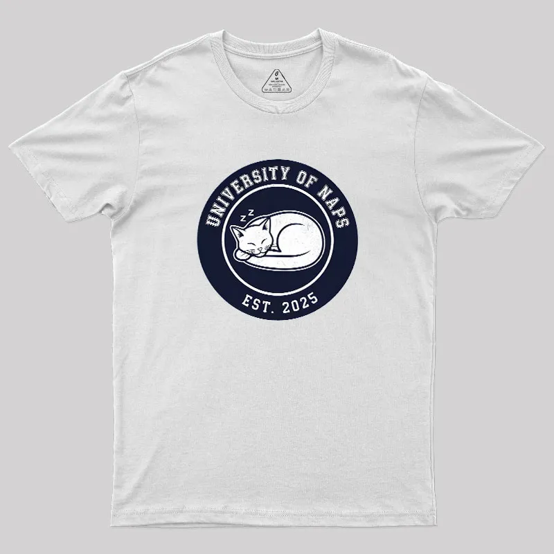 University of Naps Sleeping Cat Geek T-Shirt - Image 11