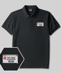 Task Failed Successfully Geek Embroidered Polo Shirts