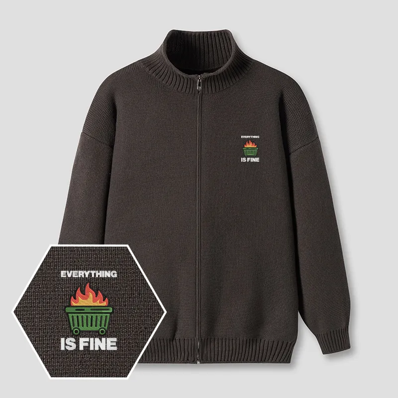 Everything’s on Fire Embroidered Full‑Zip Cardigan - Image 3
