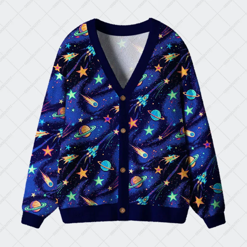 Cosmic Voyage Geek Ugly Cardigan Sweaters