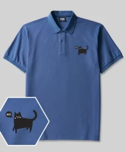 Alternative view of No Cat Geek Embroidered Polo Shirts