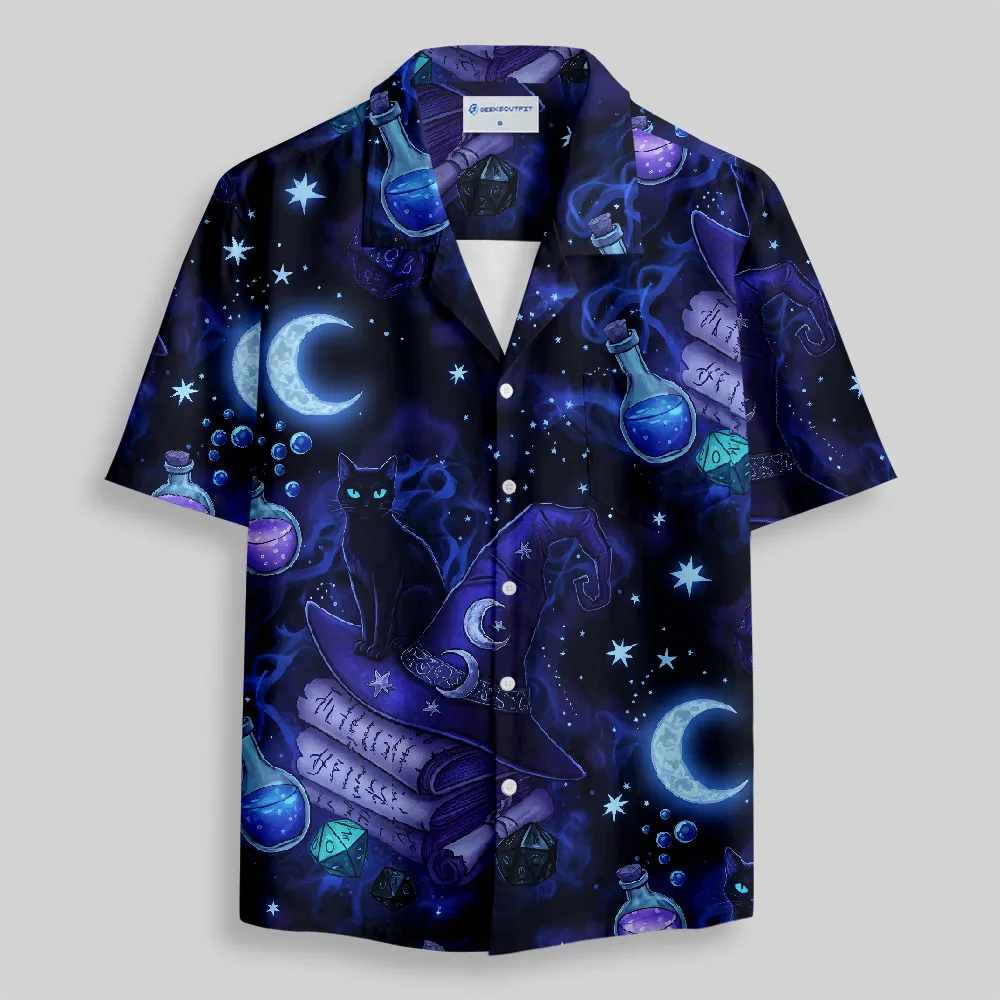 Magic Cats and DND Night Button Up Pocket Shirt - Image 2