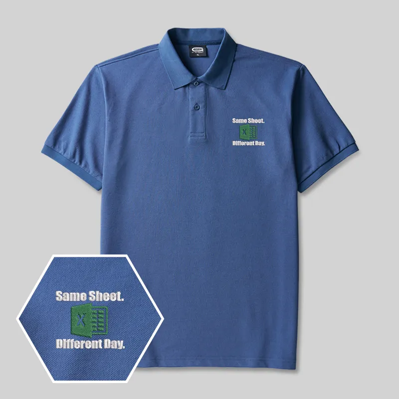 Same Sheet Different Day Geek Embroidered Polo Shirts - Image 2