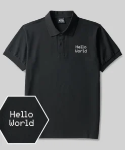Hello World Geek Embroidered Polo Shirt