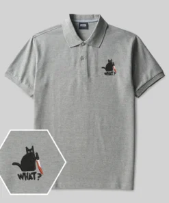 Cat What? Geek Embroidered Polo Shirt
