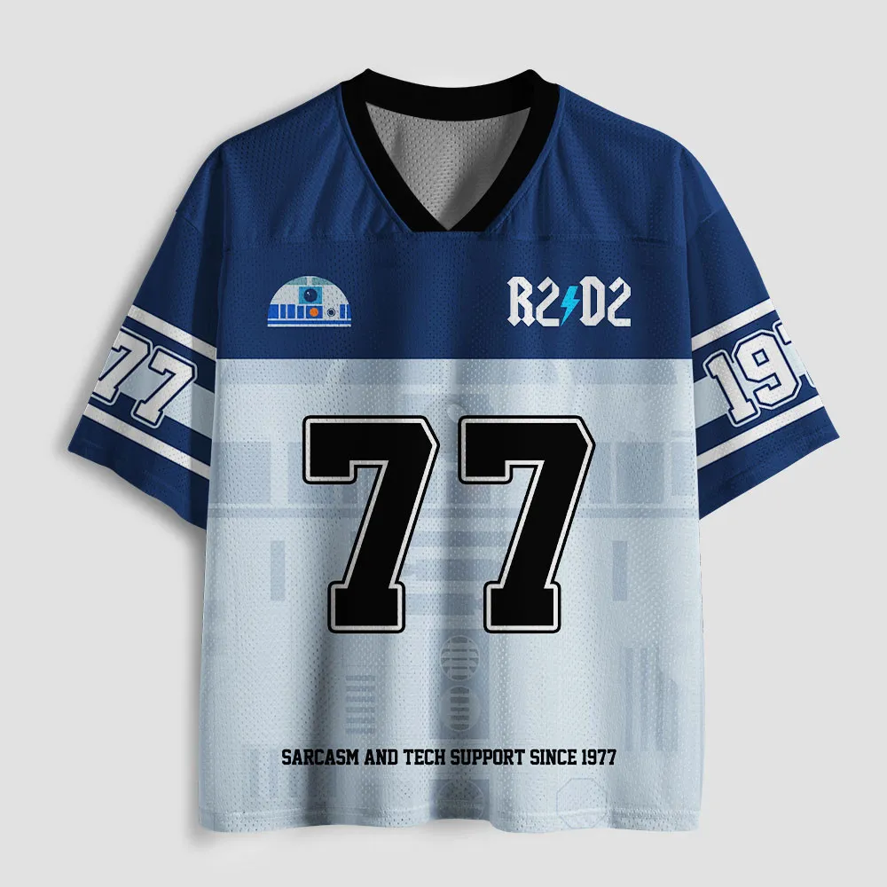 Blue and White Robot Geek Mesh Jersey