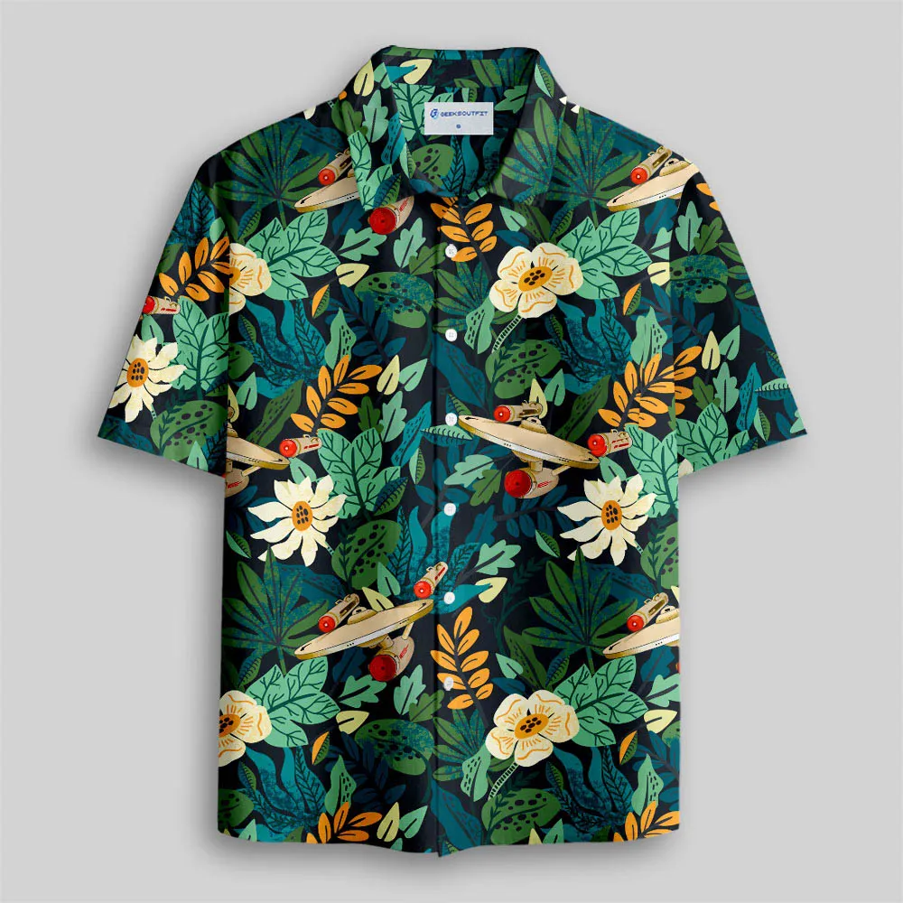 Scifi Spacecraft Hawaii Button Up Pocket Shirt