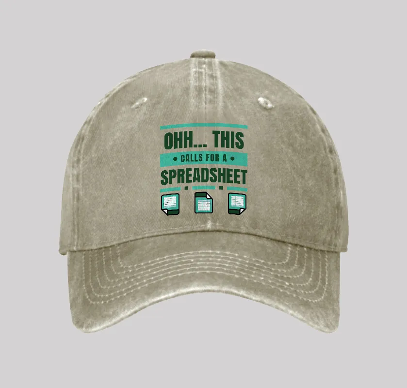 This Calls For A Spreadsheet Office Software Geek Washed Vintage Baseball Cap - Image 3