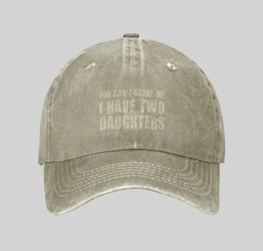 You Can't Scare Me I Have Two Daughters Geek Washed Vintage Baseball Cap - Image 5