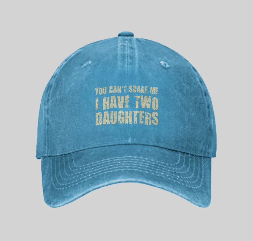 You Can't Scare Me I Have Two Daughters Geek Washed Vintage Baseball Cap - Image 4