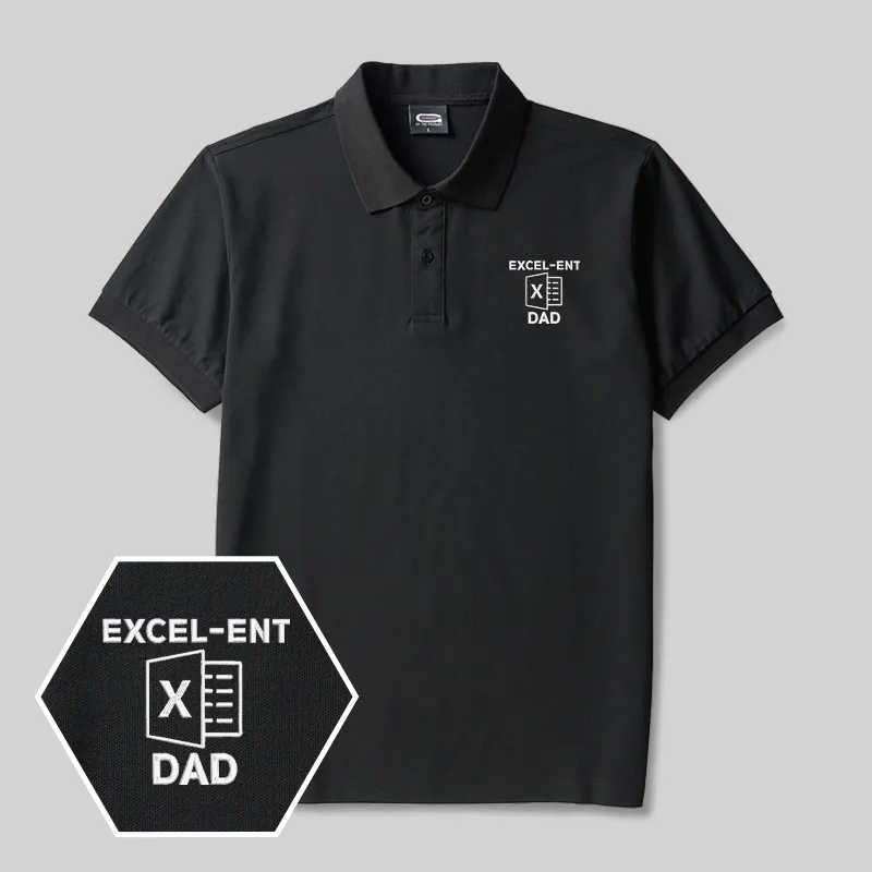 Excel-ent Dad Geek Embroidered Polo Shirts