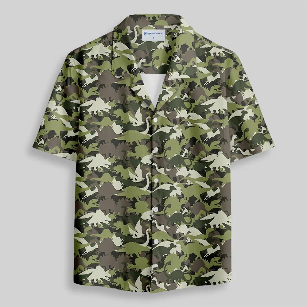 Camouflage Dinosaur Button Up Pocket Shirt - Image 2